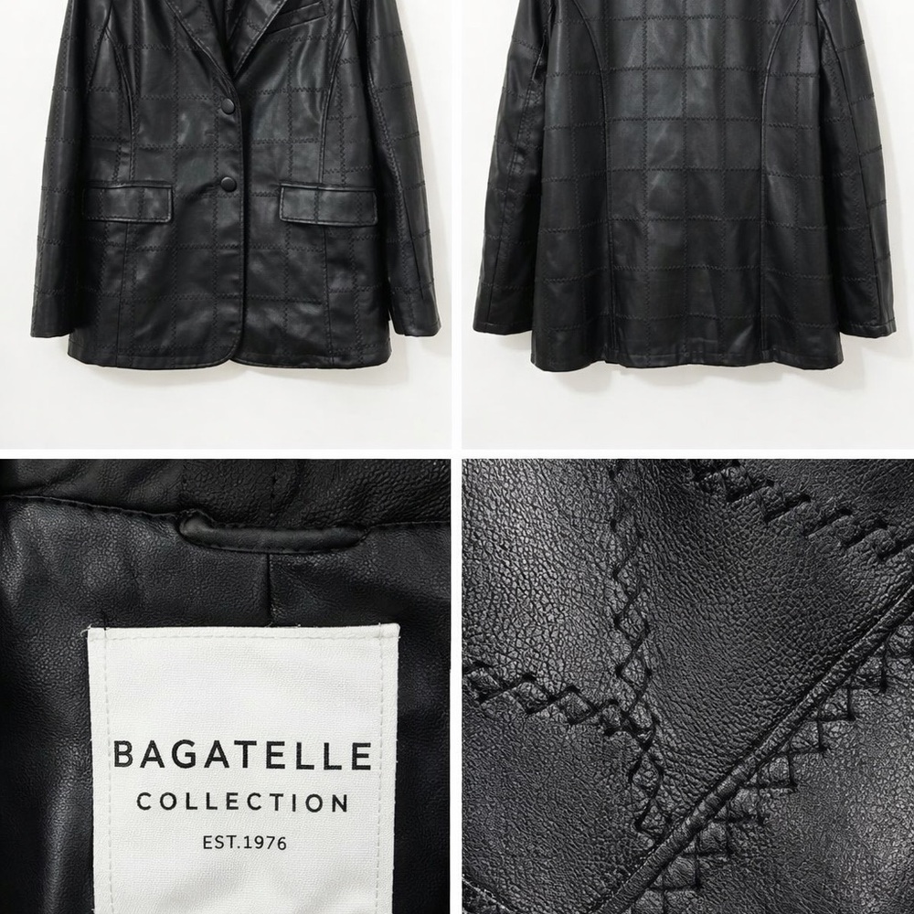 Black Vegan Leather Bagatelle Collection  Patchwork Blazer – Large